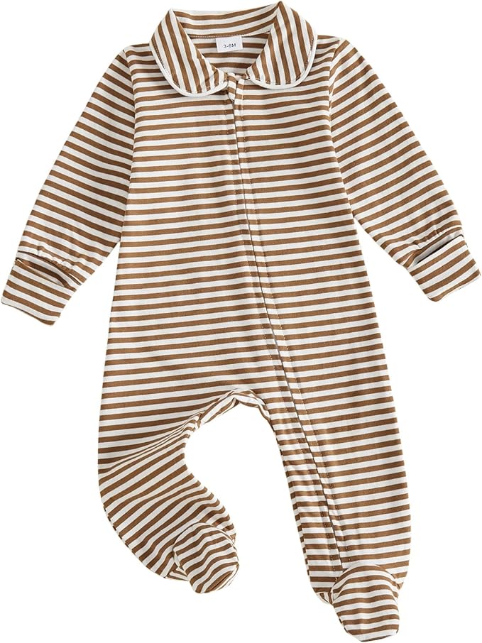 Seyurigaoka Newborn Baby Boy Girl Romper Long Sleeve Zipper Jumpsuit by SEYURIGAOKA