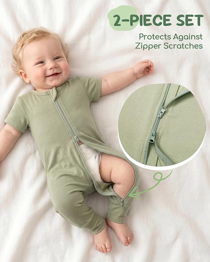 Baby Boy Girl Infant Rompers Short Sleeve Cotton Zipper Footless Summer - Image 3