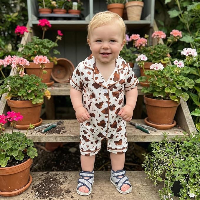 Kuriozud Baby Girl Boy Romper Pajamas Onesie Short Sleeve Button Down Pjs - Image 2