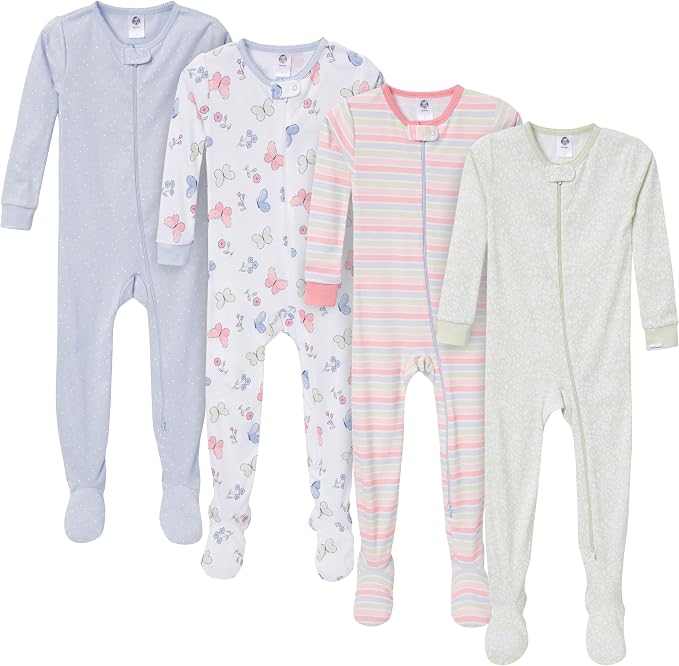 Gerber Baby Girls 4-pack Footed Pajamas by Gerber