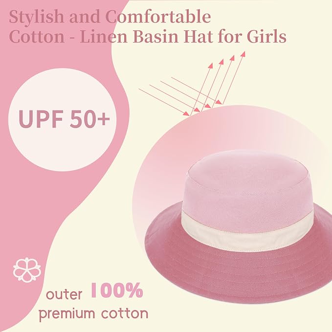 Baby Boy Sun Hat Toddler Bucket Beach Hat Girl UPF 50+ Cotton Linen - Image 4