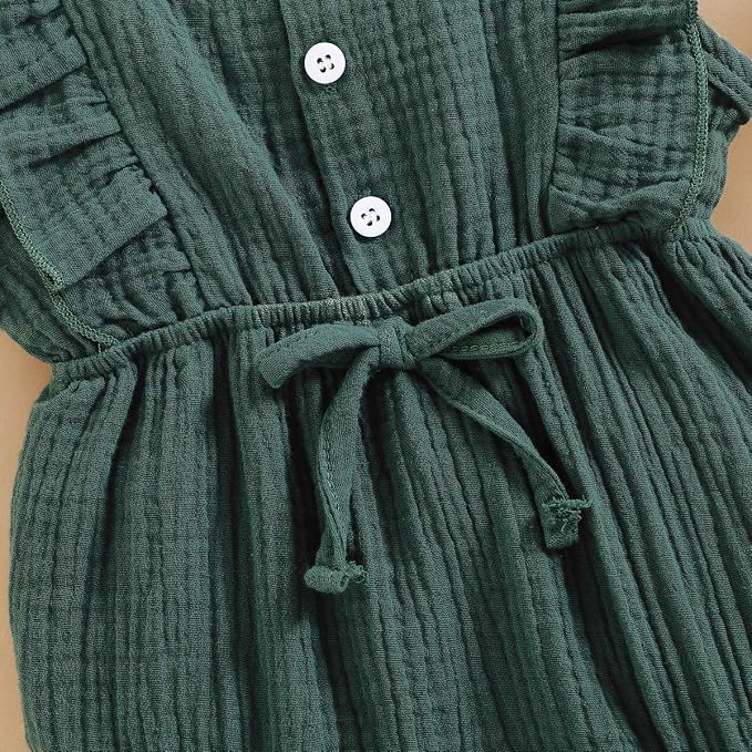 YOUNGER TREE Toddler Baby Girl Ruffled Sleeveless Romper Casual Summer Jumpsuit - Image 5