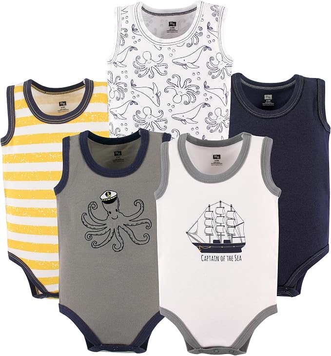 Hudson Baby Basics Unisex Baby 5-Pack Sleeveless Baby Bodysuits by HudsonBaby