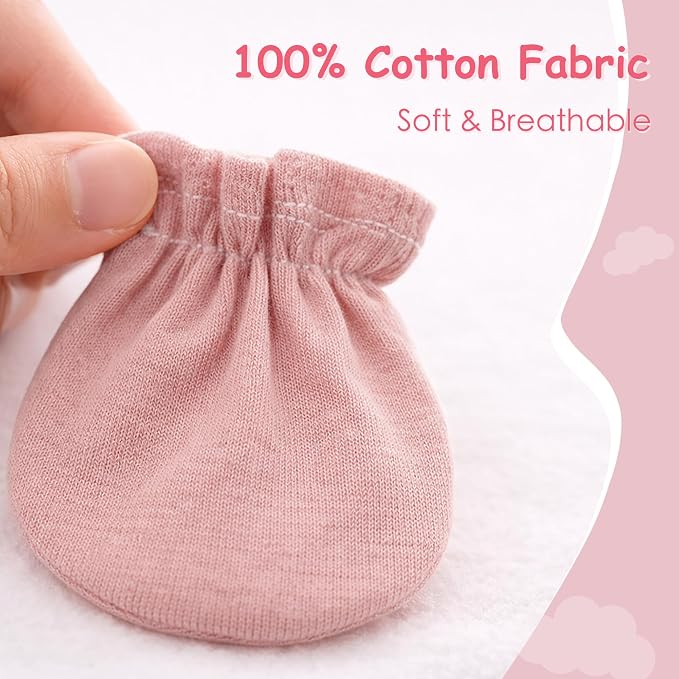 Pro Goleem Newborn Baby Mittens 100% Cotton No Scratch Soft Breathable Gloves - Image 6