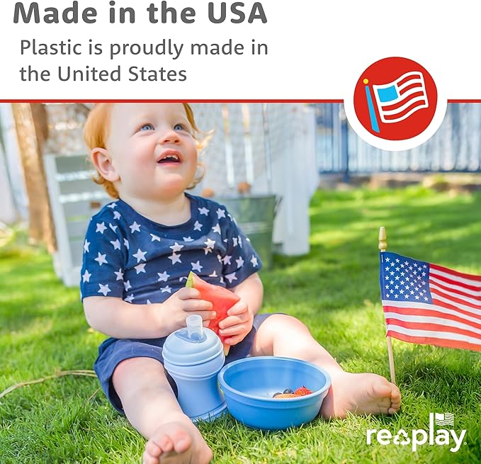 Re-Play 12 oz. Toddler Bowls Set of 4 - Kids Deep-Walled, Durable & Reusable Snack and Meal Bowls, Dishwasher & Microwave Safe, BPA-Free, Made in USA from Recycled Plastic, Christmas