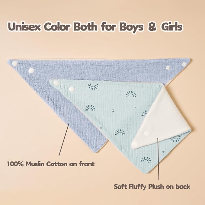 Susurration Muslin Baby Drool Bibs 6Pack Soft Triangular Adjustable Baby - Image 2