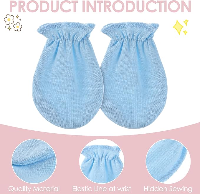 8 Pairs Baby Mittens Newborn No Scratch Mittens Newborn 0-6 Months Cotton Wrist - Image 3