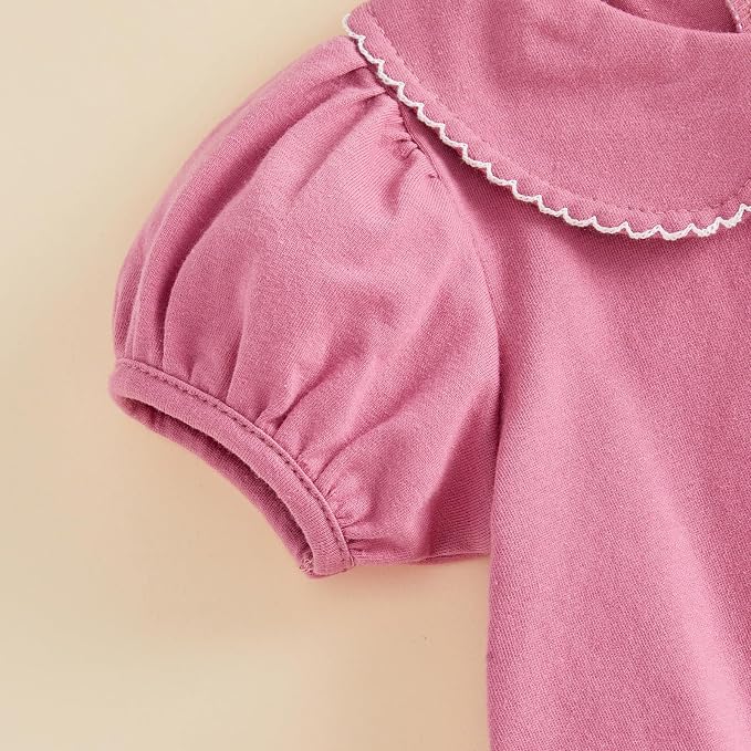 Baby Boy Girl Bubble Romper Short Sleeve Collar Summer Bodysuit - Image 5