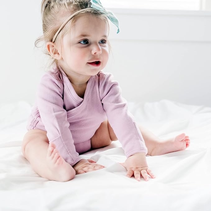 Baby Side Snap Kimono Bodysuit Set, Mitten Cuffs, 100% Cotton, Boy Girl - Image 3