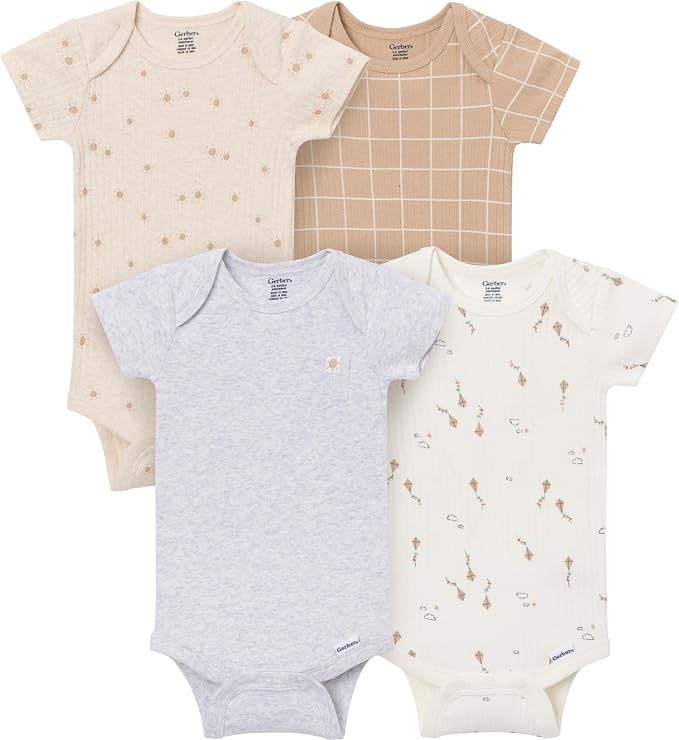 4-Pack Baby Boys Dino Blues Short Sleeve Onesies® Bodysuits by Gerber