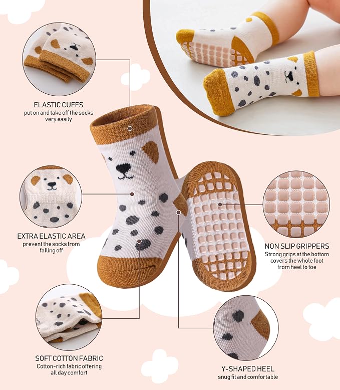 LANLEO Baby Toddler Socks with Grips Baby Toddlers Girls Boys Non Slip Grip - Image 4