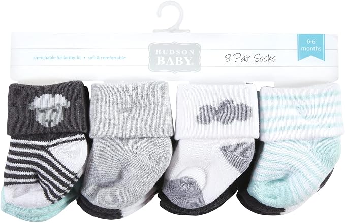 Hudson Baby Baby 8-pack Cotton Rich Newborn and Terry Socks - Image 2