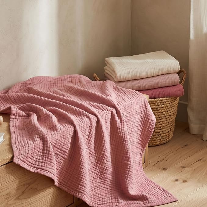Muslin Swaddle Blankets for Newborn, 4 Pack Breathable Soft Receiving Blanket - Image 3