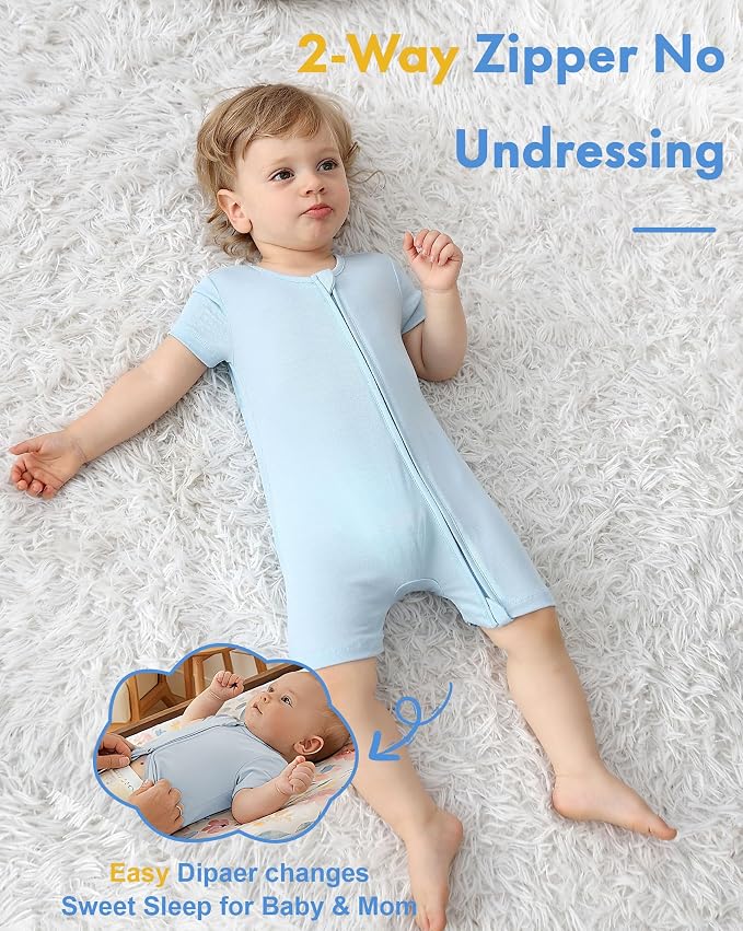 JunNeng Short Sleeve Romper, Rayon from Bamboo Baby Boy Sleeper Jumpsuit - Image 4