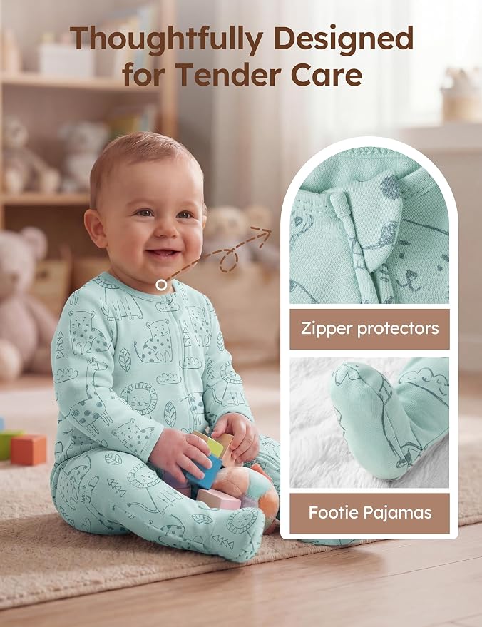 Unnivoll Baby Sleepers 100% Cotton Baby Pajamas Baby Boys Girls Clothes | - Image 4