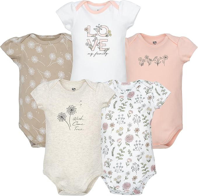 Hudson Baby Infant Girls Cotton Bodysuits 5-Pack by HudsonBaby