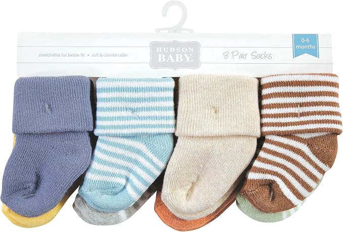 Hudson Baby Baby 8-pack Cotton Rich Newborn and Terry Socks - Image 2
