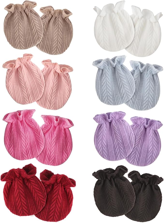 AQOKKA Newborn Baby Mittens No Scratch Cotton Elastic Wrist Gloves Infant by AQOKKA