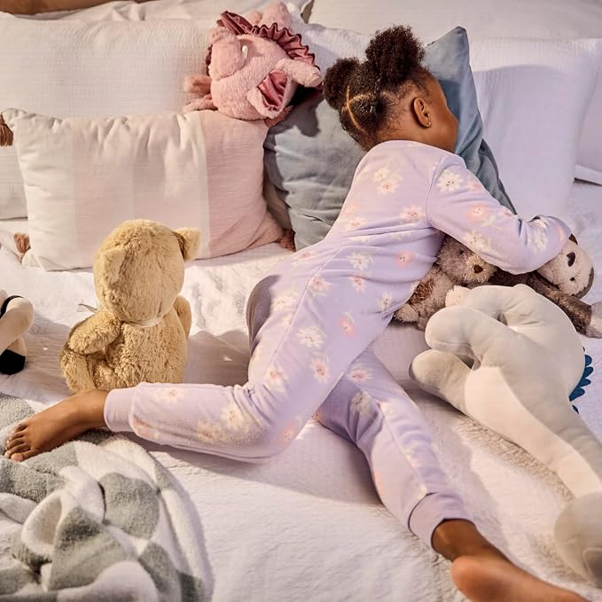 Gerber Baby & Toddler Girls Loose Fit Fleece Footless Pajamas 3-Pack - Image 5