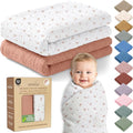 100% Organic Cotton 2 PK Muslin Swaddle Blanket Boy Gift 47x47 in | Oeko-TEX by Infancie