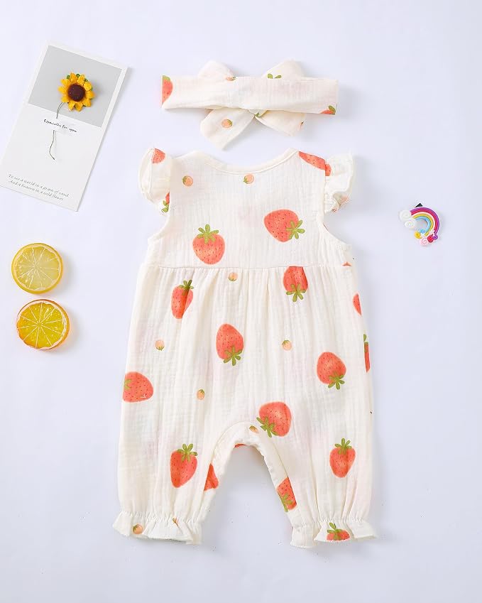 Renotemy Newborn Baby Girl Clothes Romper Summer Outfits Preemie-18Months | - Image 3