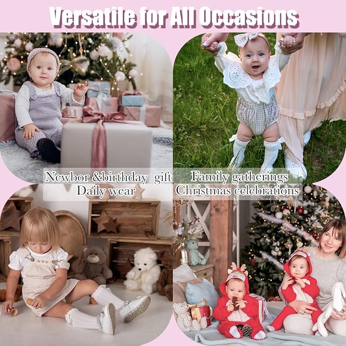 Baby Knee High Socks Newborn Ruffle Bow Socks Infant Long Sock Toddler Girls - Image 6