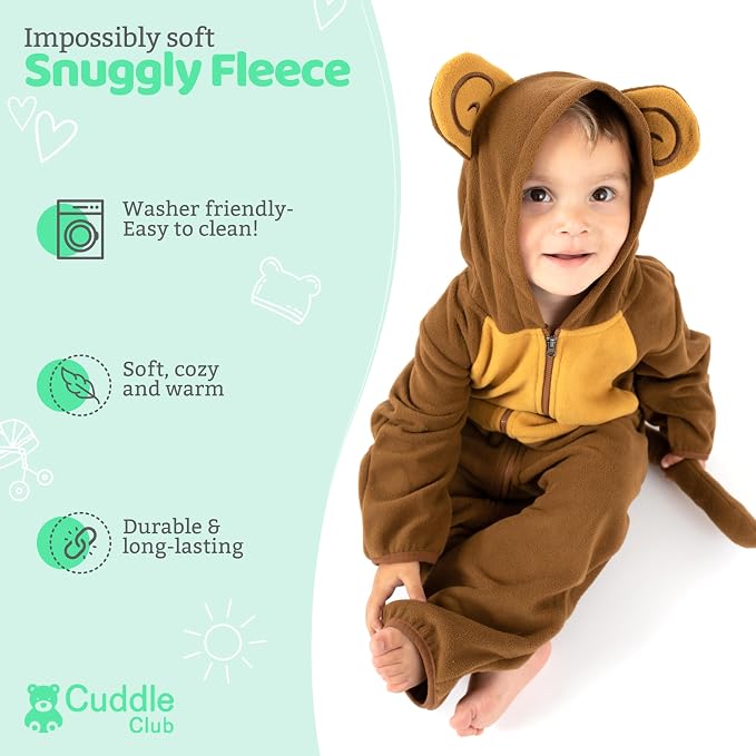 Cuddle Club Fleece Baby Bunting Bodysuit Hoodie, Newborn - Image 2