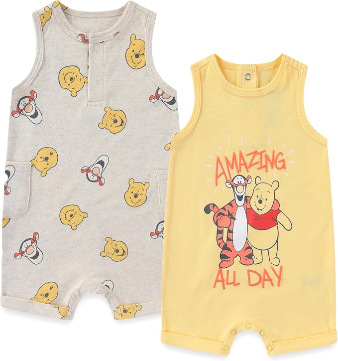 Disney Cars Pooh Mickey Stitch Baby Boys 2 Pack Romper by Disney