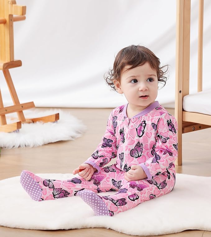 uideazone Baby Girls Footed Pajamas, Zip Sleeper - Image 4