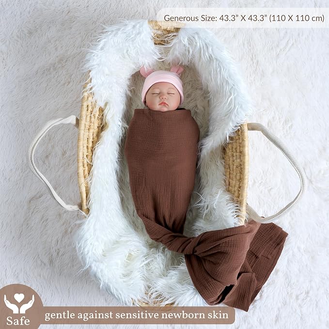 Meracorallo Muslin Swaddle Blanket, 100% Cotton Receiving Blanket - Image 2