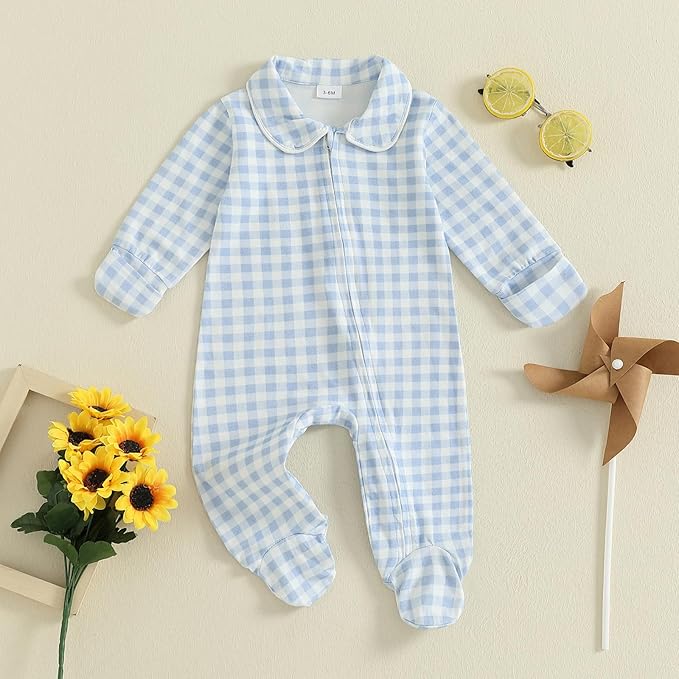 Seyurigaoka Newborn Baby Boy Girl Romper Long Sleeve Zipper Jumpsuit - Image 3