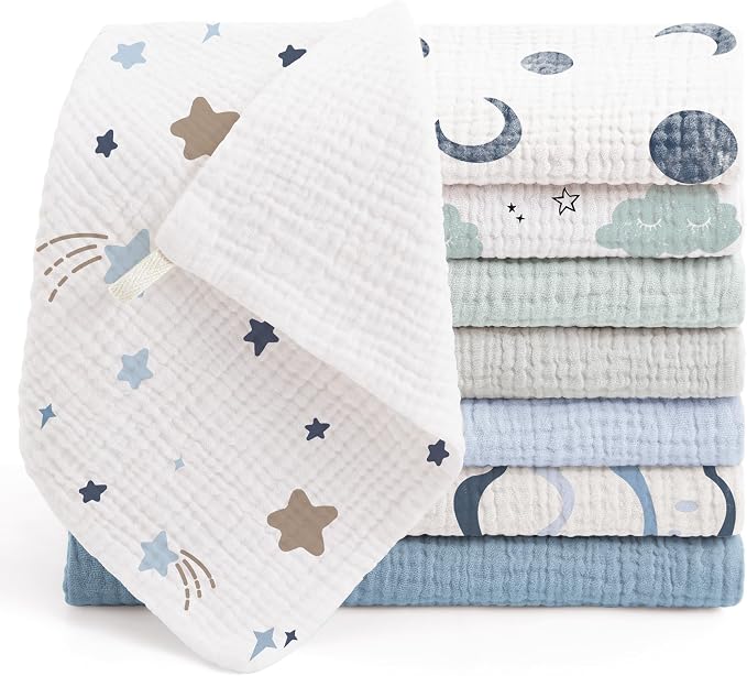 Bearmoss Muslin Burp Cloths 100% Cotton Cloths Baby Burp Cloths Muslin by Bearmoss