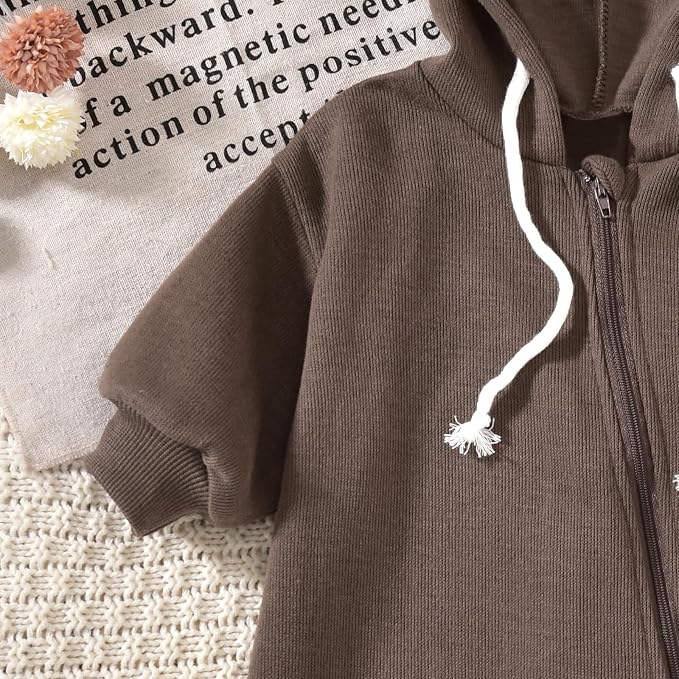 Unutiylo Unisex Baby Boys Girls Long Sleeve Infant Baby Zipper Hooded Jumpsuits - Image 6