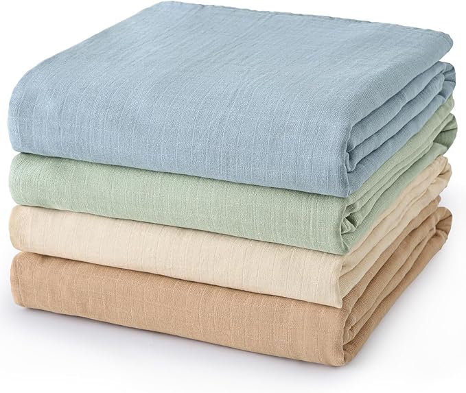 david's kids 4 Pack Baby Muslin Swaddle Blankets 47" x 47", 100% Cotton Swaddle by davidskids