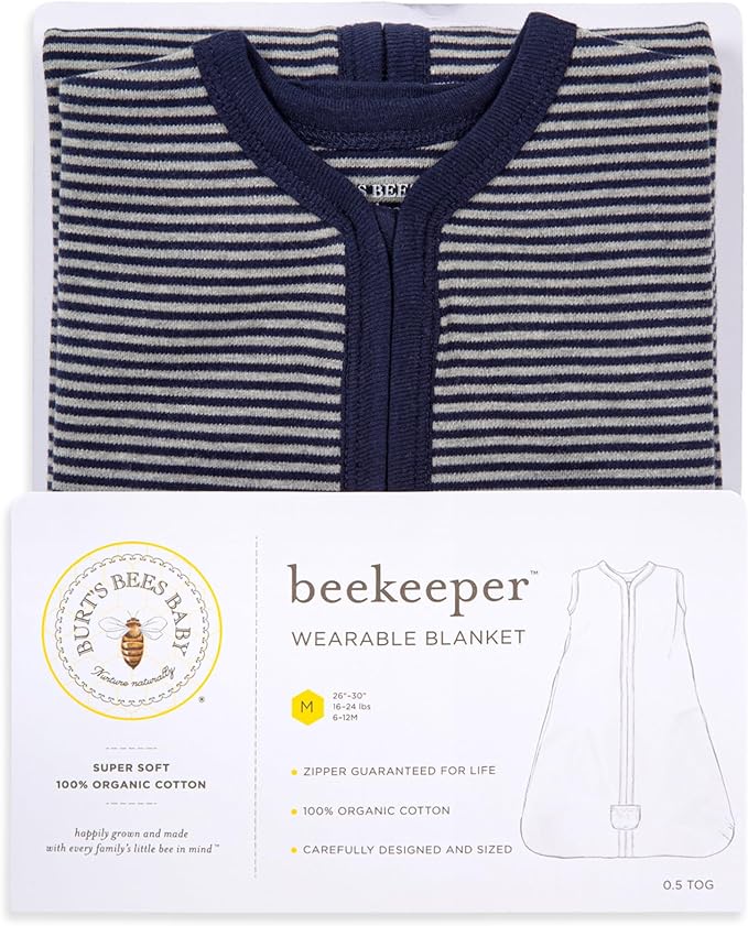 Burt's Bees Baby Infant Wearable Blanket, Organic Cotton Unisex Beekeeper - Image 3