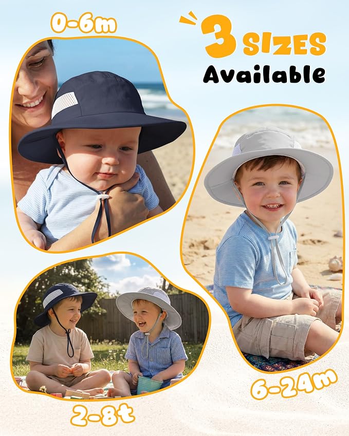 HONGTEYA 2 Pack Baby Sun Hat Infant Toddler Boys Girls Sun Protection Bucket - Image 6