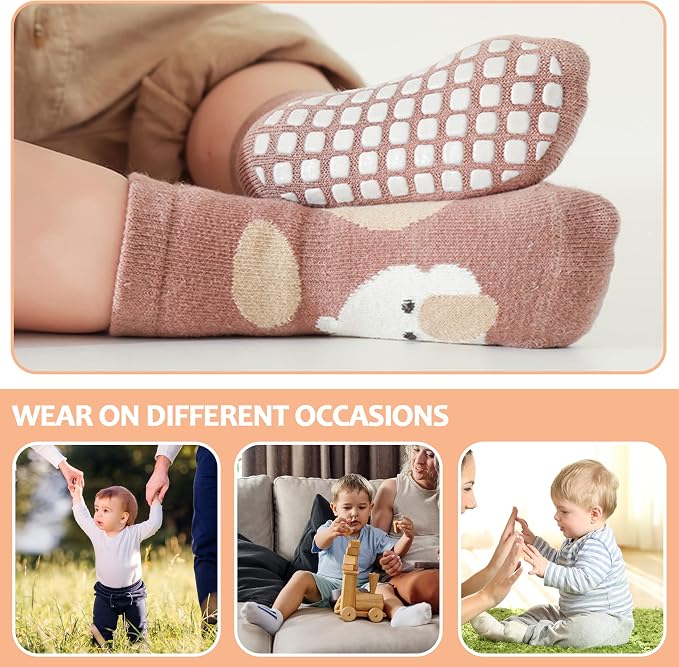 TRUEHAN 5 Pairs Toddler Non Slip Socks - Image 6