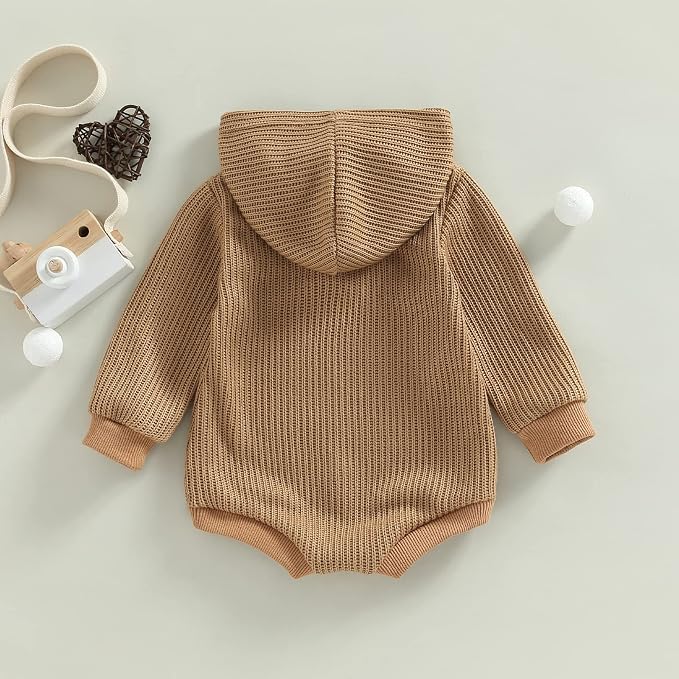 Thorn Tree Newborn Baby Boys Hooded Sweatshirt Long Sleeve Solid Romper Infant - Image 4