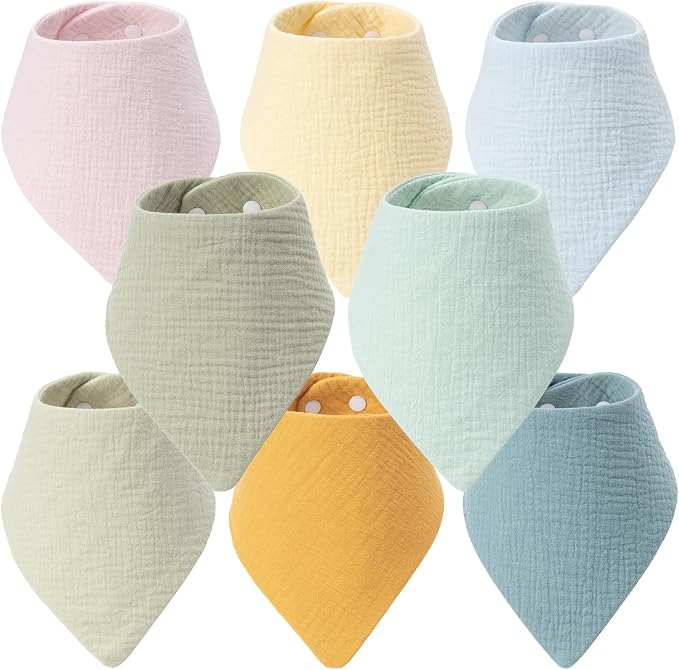 8-Pack Muslin Baby Bibs for Drooling and Teething | Soft& Absorbent, 100% Cotton by Unknown