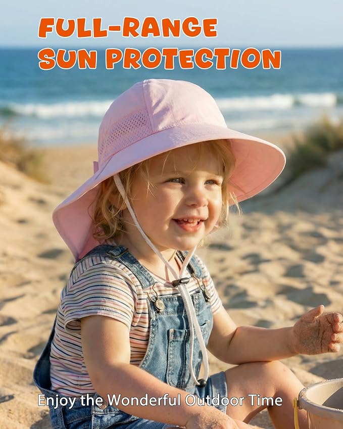 Toddler Baby Sun Hat Kids Summer Beach Essentials Adjustable Beach Hats - Image 3