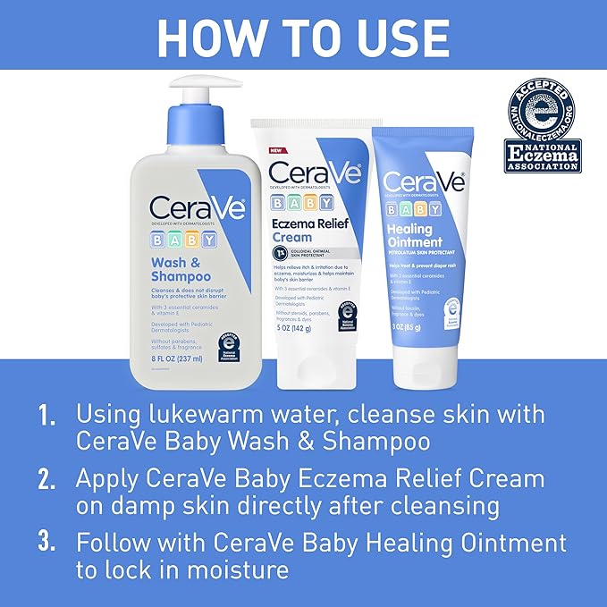 CeraVe Baby Eczema Relief Cream, 1% Colloidal Oatmeal Cream With Vitamin E & Ceramides, Soothes & Calms Itchy Skin, Developed With Pediatric Dermatologist, Fragrance Free, 5oz
