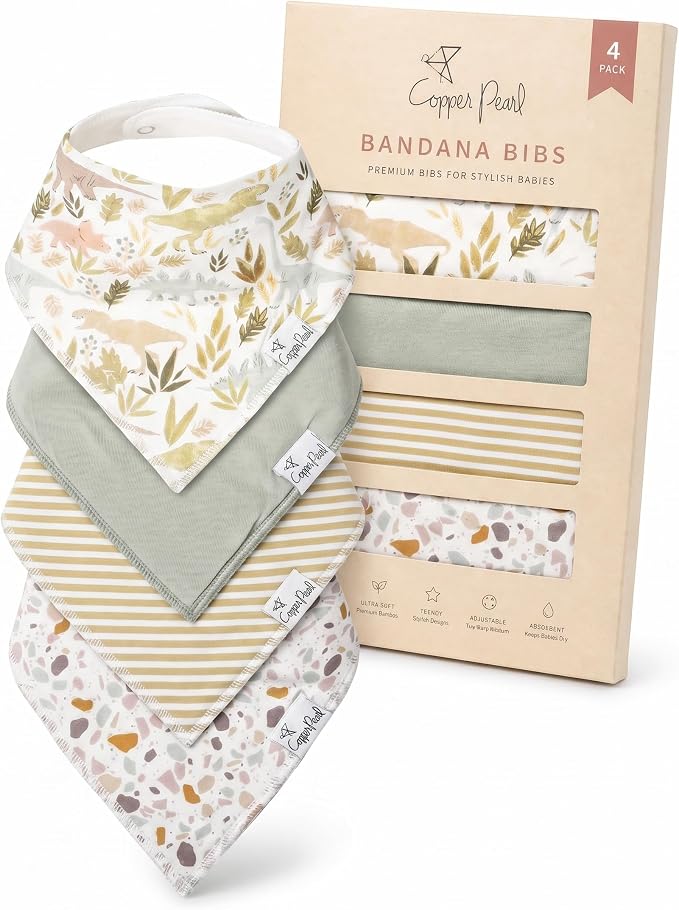 Copper Pearl Baby Bibs 4 Pack, Printed Bandana Drool Bibs by CopperPearl