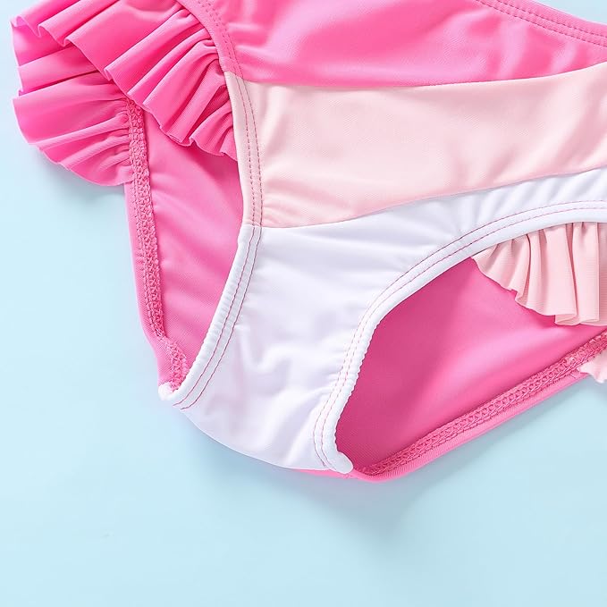 YOUNGER TREE Toddler Girls Two Pieces Swimsuit Color Block Stripe Swimwear Summer Beach Bathing Suit 18M-5T