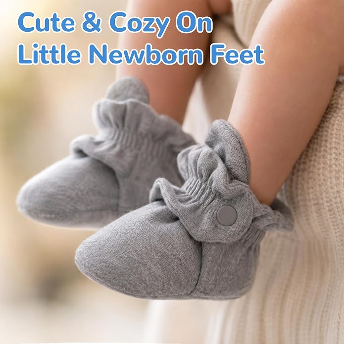 Pro Goleem Unisex Cotton Baby Booties, Warm Cozy Stay-On Baby Slippers - Image 2