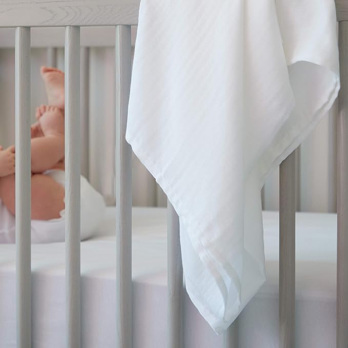 HonestBaby 3-Pack Organic Cotton Swaddle Blankets, Bright White, One Size - Image 3