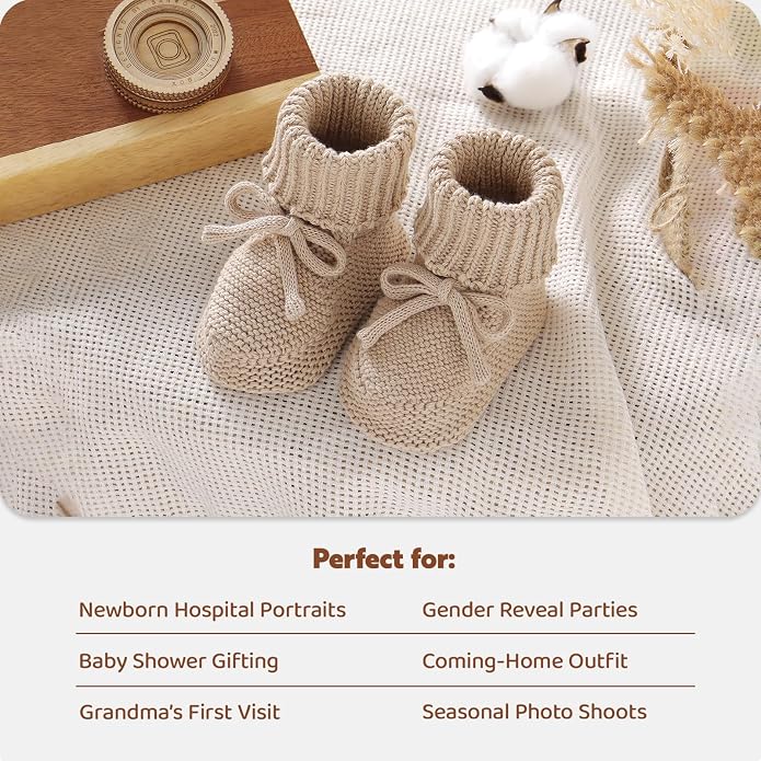 Hadetoto Baby Booties Cotton Newborn Boys Girls Shoes Knit Socks | Cozy Warm - Image 6
