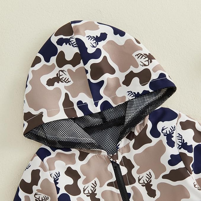 Toddler Baby Boy Lightweight Hooded Jacket Excavator Coat Outwear | Truck Print - Image 7