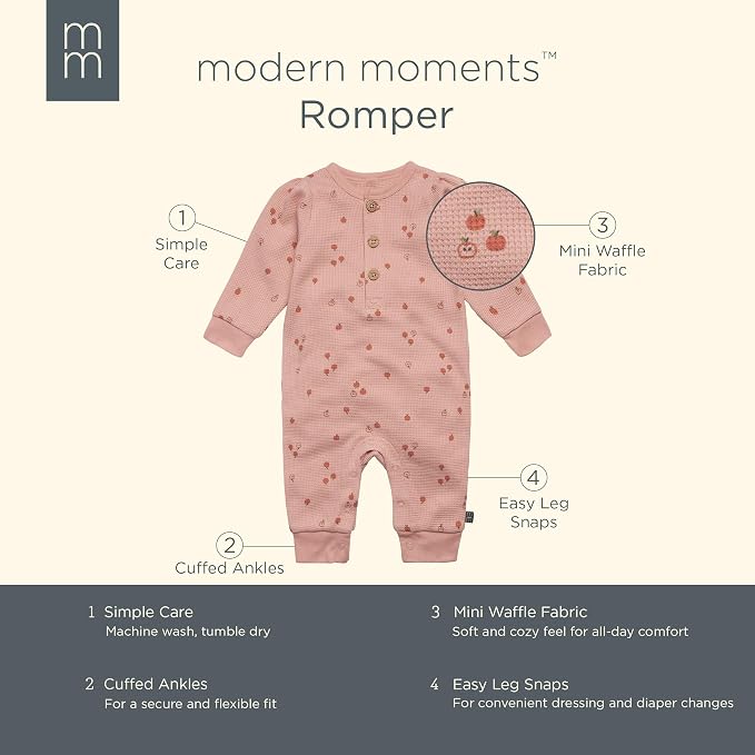 Modern Moments by Gerber Baby Henley Waffle Knit Romper - Image 6