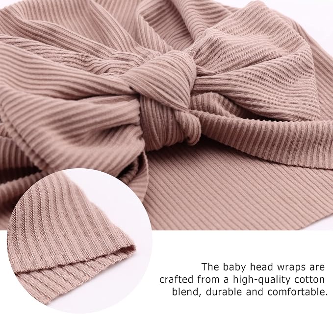 DRESHOW BQUBO 5 Pieces Newborn Baby Turban Hats Bow Baby Infant Beanie - Image 2