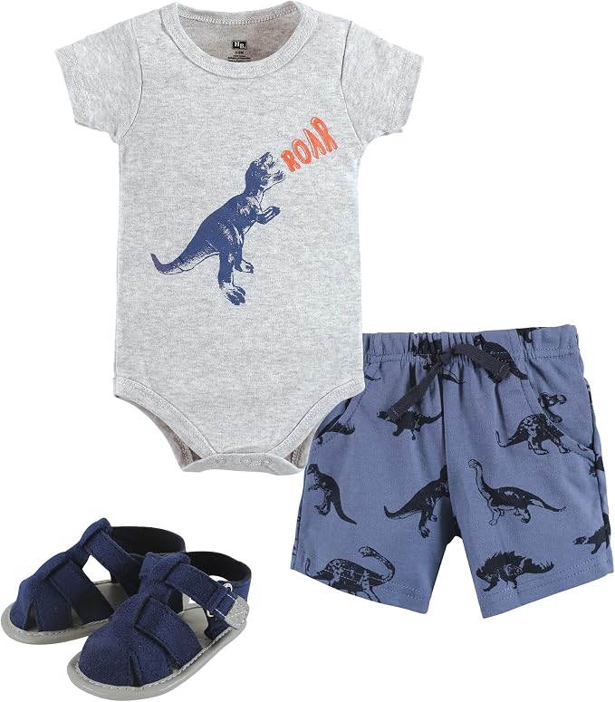 Hudson Baby Unisex Baby Cotton Bodysuit, Shorts and Shoe Set by HudsonBaby